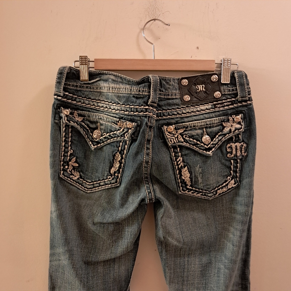 Miss Me Jeans Women's 29 Faded Embelished Pockets Skinny Retro Cowgirl Retro